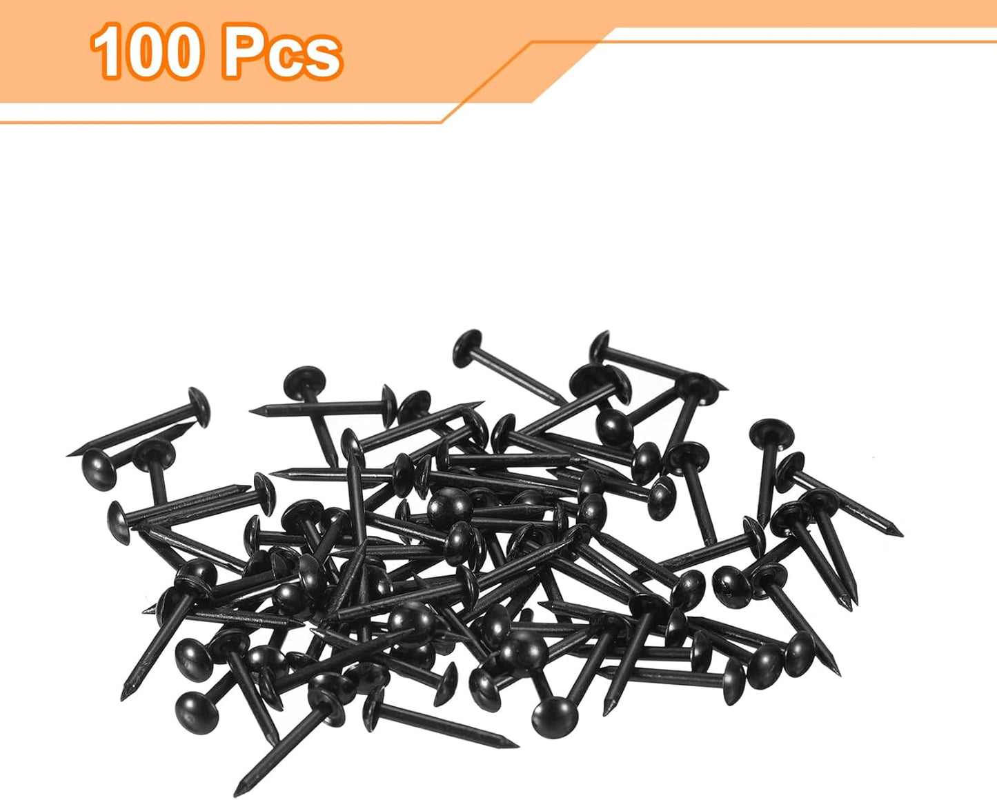 uxcell Upholstery Tacks Nail Pins Furniture, 50Pcs 5x17mm Thumb Tack Pins Assortment Kit Carbon Steel for Home Sofa DIY Decorative Nail Heads Nails, Black