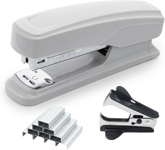 M&G Desktop Stapler with 25 Sheet Capacity, Two Binding Modes, Basic Stapler Set with 1000 Staples and Remover, Durable Staplers for Office School Home (Grey)