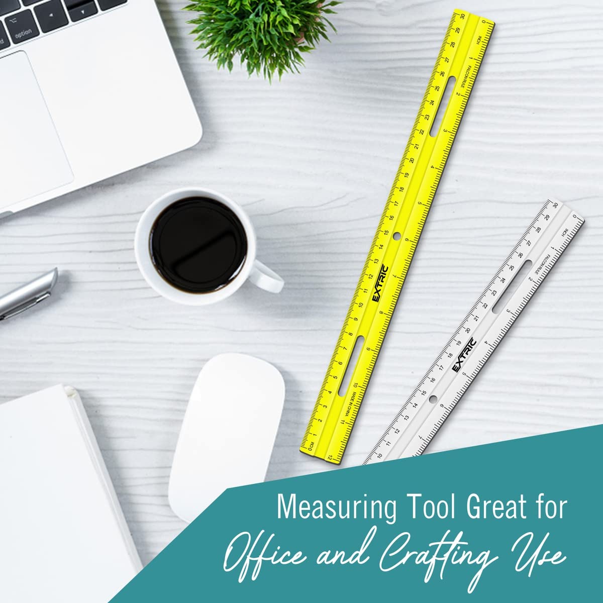 Clear Plastic Rulers 12 Inch, Rulers Bulk for Classroom Assorted Colors 6 Count Metric and Inches Ruler, Shatterproof Ruler 12 Inch