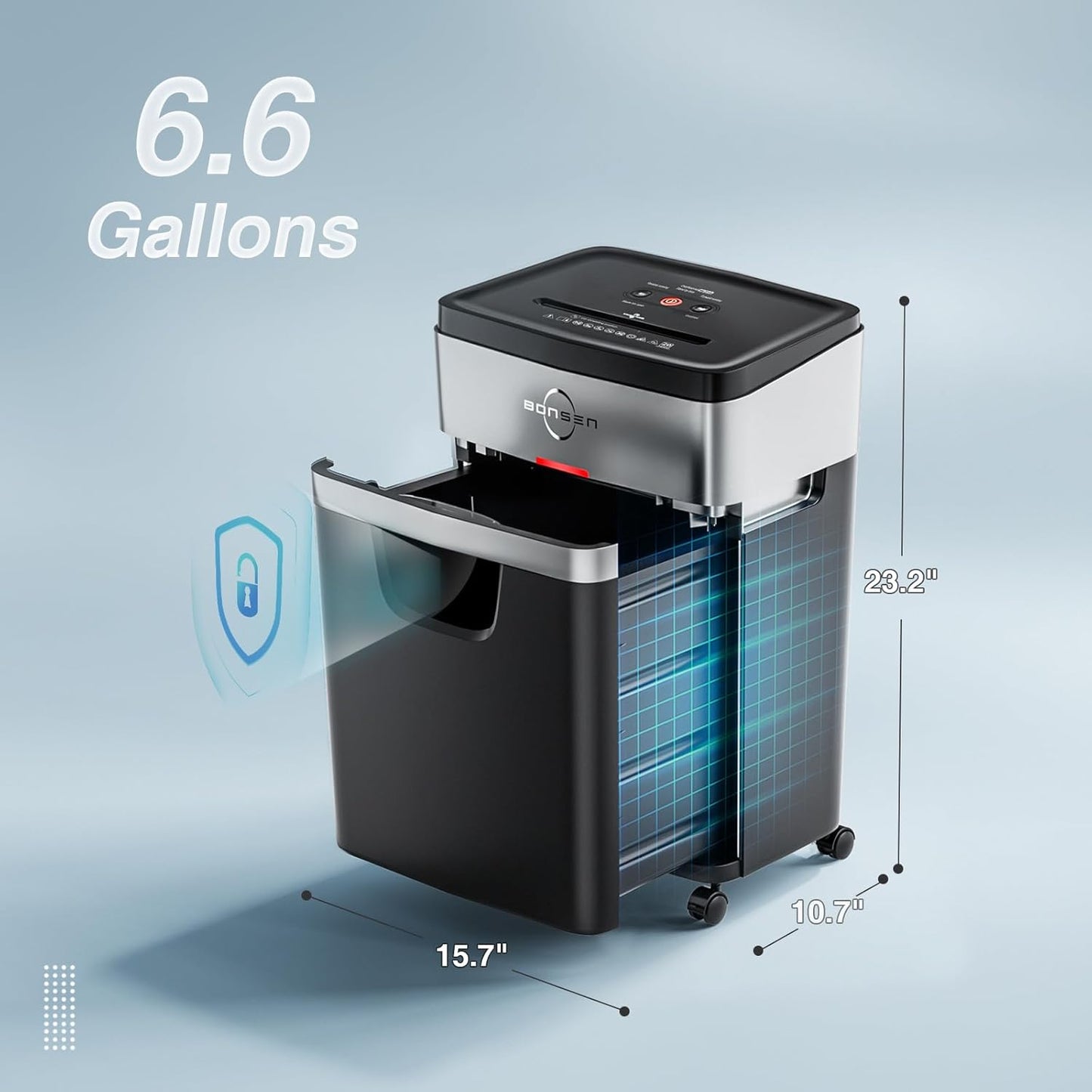 BONSEN Paper Shredder, 20-Sheet 60 Mins Nonstop Heavy Duty Paper Shredder for Office, 60dB Ultra Quiet Cross-Cut Shredder with 6.6 Gals Basket, Anti-Jam CD and Credit Shredder for Home Office (S3104)