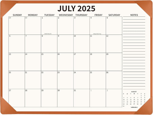 Desk Calendar 2025-2026 with Desktop Mat, 22x17 inch Large Desk Pad Calendar July 2025 to June 2026, Big Desk Planner for Home Office and School, Brown