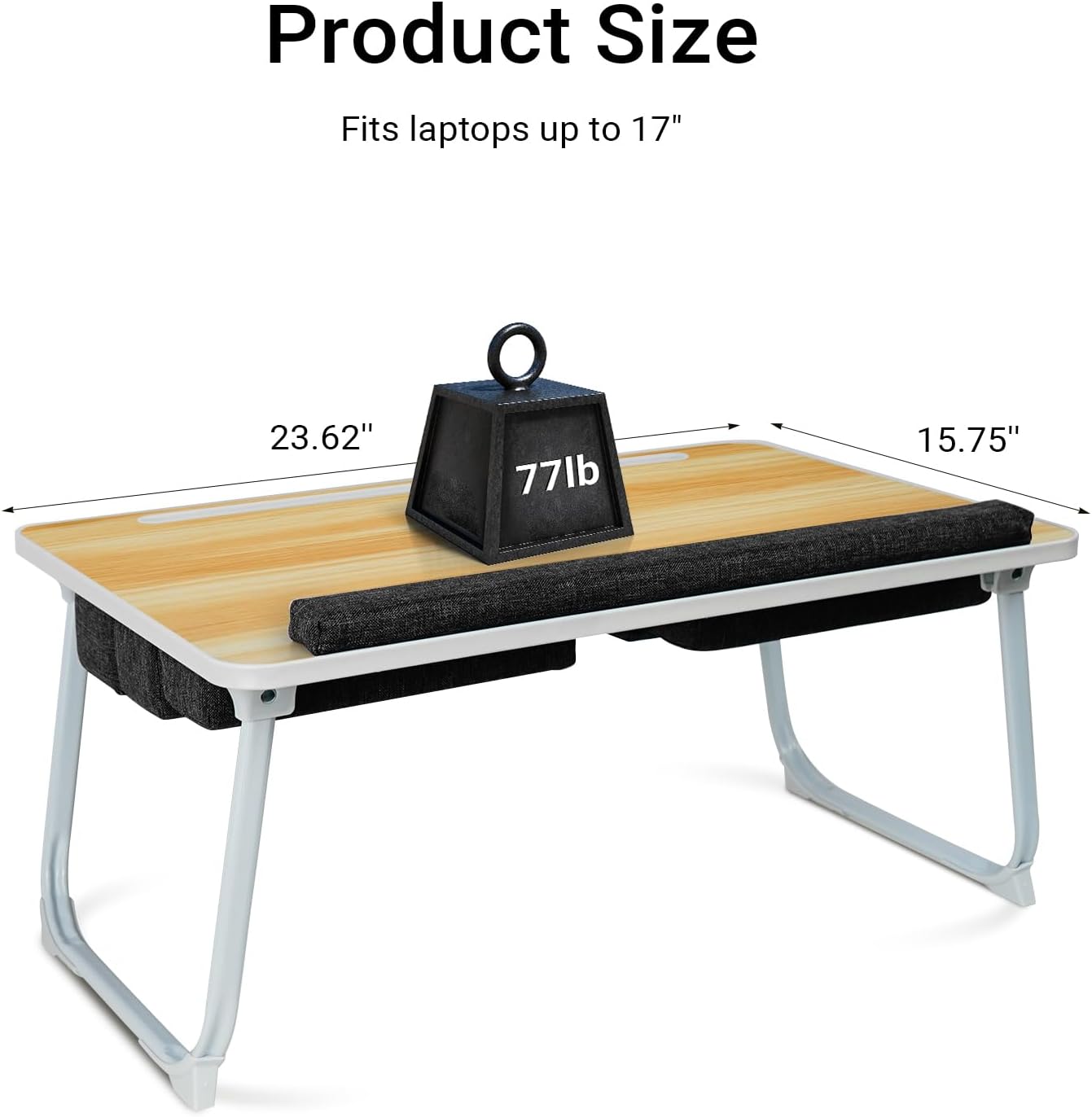 Lap Desk for Laptop with Cushion,Folding Laptop Desk for Bed with USB,Bed Desk,Portable Computer Lap Desk,23.62"*15.74",Wood