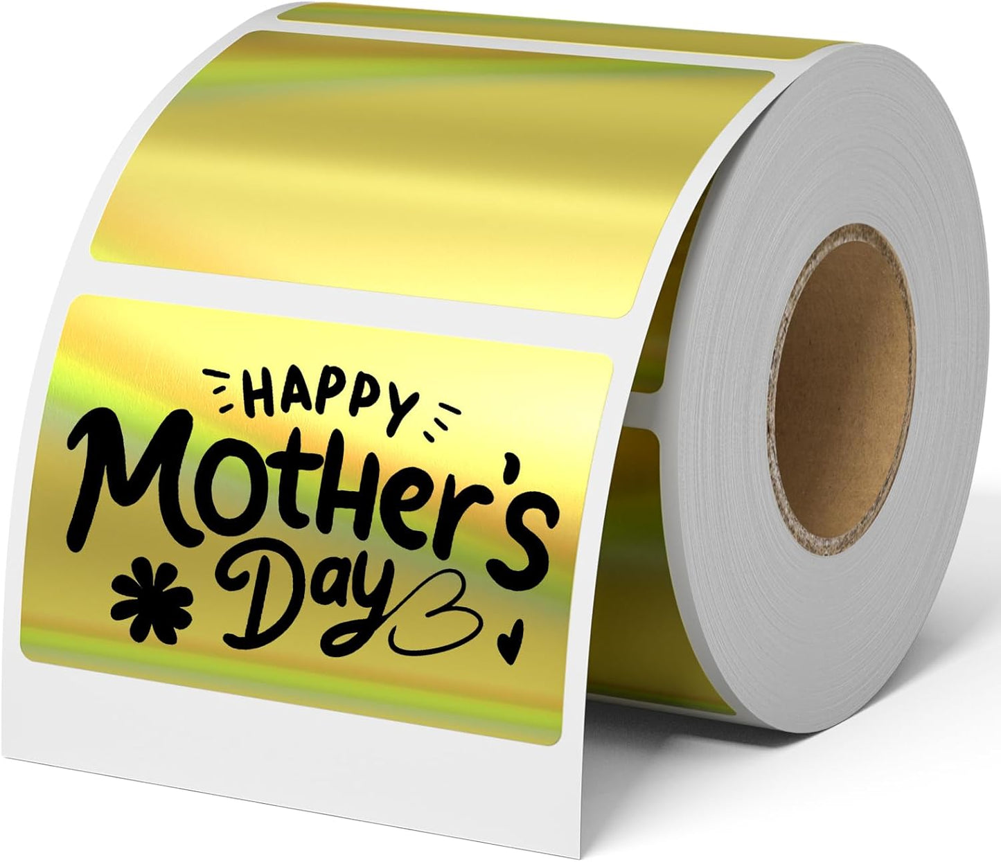 RBHK Holographic Thermal Labels - 500pcs 2.25"x1.25" Thermal Printer Labels, Waterproof Thermal Printer Stickers for Logo Design, Name Price Tag, Address, QR Code, Thanks Card, 500 Labels/Roll