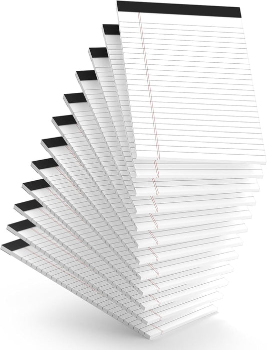 12pcs Small Note Pads, White Notepads 5x8 College Ruled Notebook, Writing Pads 5 x 8, Legal Pads, Memo Pad Paper Perforate Narrow Ruled Notebooks for Work, School, Office,30 Sheets/Pack