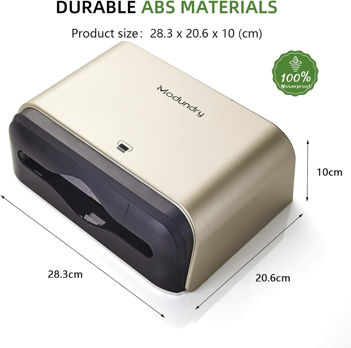 Wall Mount Paper Towel Dispensers - Multifold Tissue Dispenser with Smart Lock, Adhesive No Drilling/Screws Install, Hand Towel Holder for Home Bathroom, Restroom, Office (Gold)