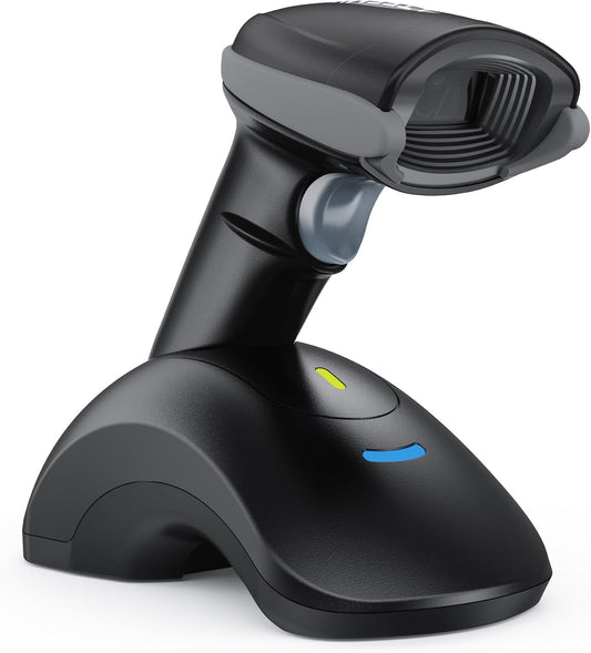 TEEMI Bluetooth Barcode Scanner with USB Charging Cradle Data Receiver, 1D 2D QR Wireless Bar Code Reader for iOS Android Windows Mac OS, BT 5.0 Longer Range, Automatic Handsfree Screen Scanning