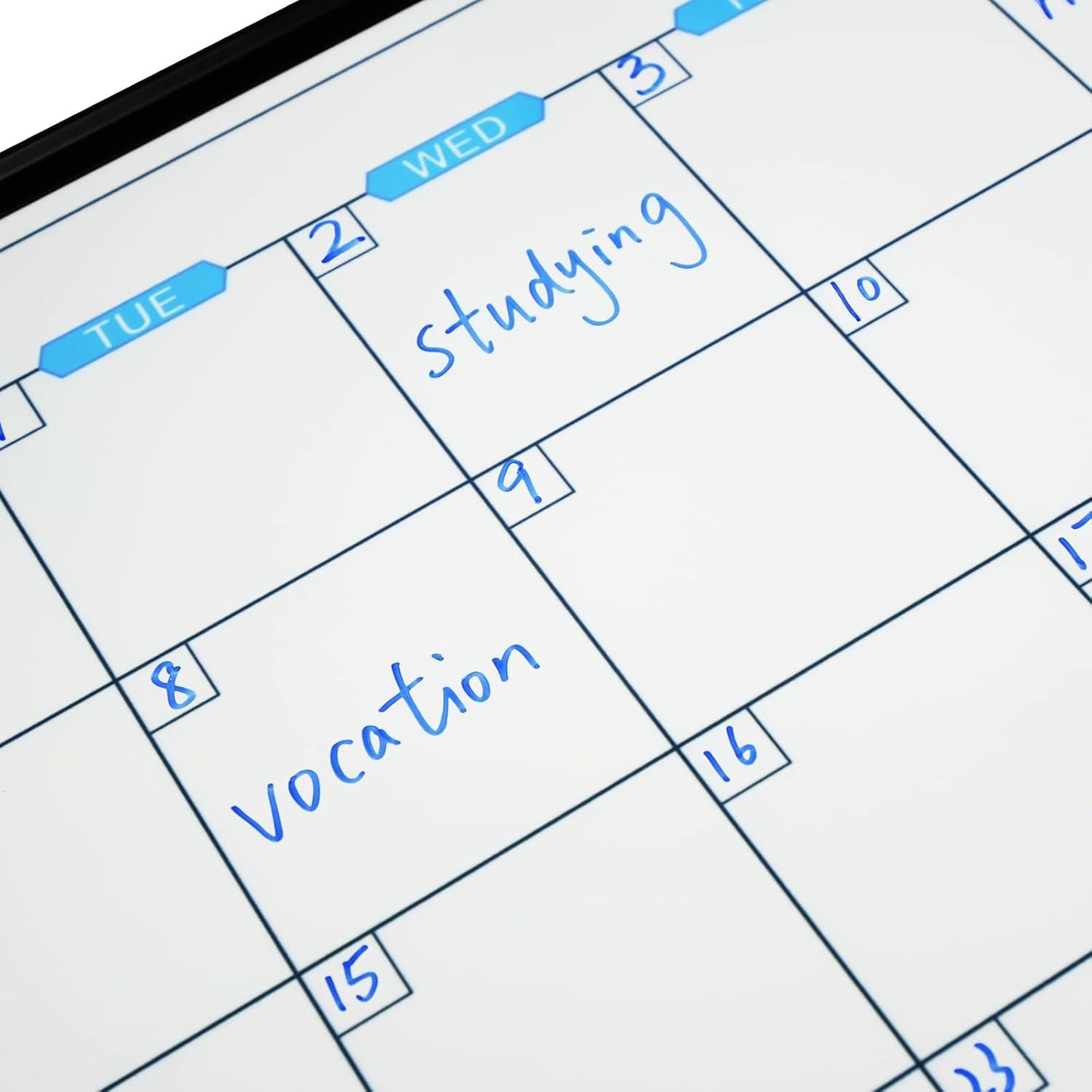 JILoffice Magnetic Calendar Whiteboard & Bulletin Corkboard Combination, Combo Board 36 x 24 Inch, Black Aluminum Frame Wall Mounted Board for Office Home and School with 10 Push Pins