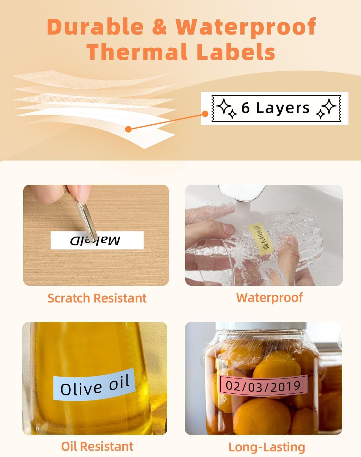 MakeID E1 Q1 Label Maker Tape Refills, 12 x 35mm (0.47" x 1.38') Die-Cut Sticker Thermal Laminated Waterproof Self-Adhesive Multipurpose Labeling Tape Replacement