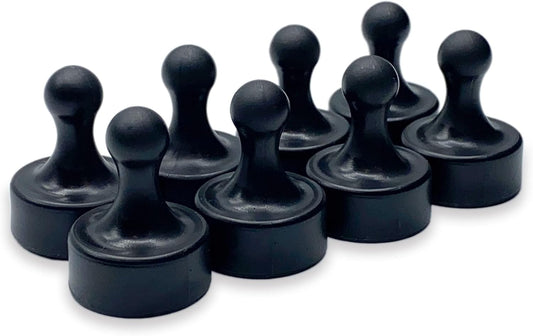 GLASSBOARD STUDIO Powerful Neodymium Magnets, Pawn-Shaped - Strong Fridge/Refrigerator and Whiteboard Magnet, Ideal for Office, Kitchen, Crafts - Rare Earth, Heavy Duty (8, Black)