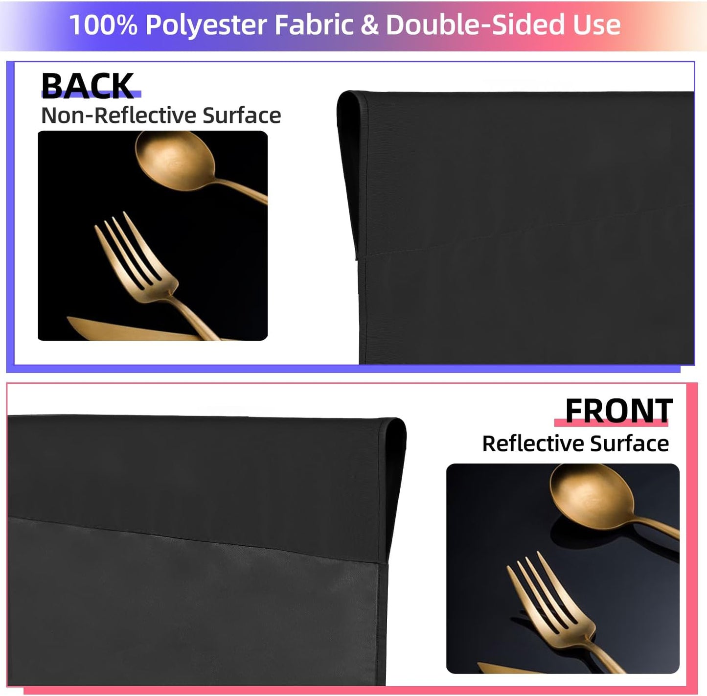 Black Backdrop 10x10ft, Photo Backdrop Curtain for Photoshoot, Pure Photographic Studio Backgrounds, Thick Polyester Fabric Photography Black Screen for Party Portraits Video Recording (Backdrop Only)