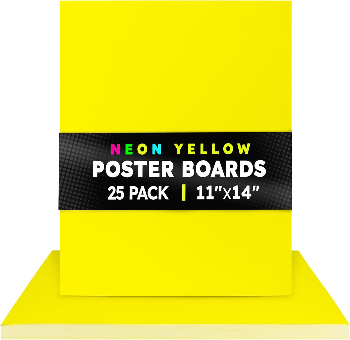 Hygloss Medium Poster Board 11x14 - 25 Neon Yellow Single Color Poster Boards Bulk Pack - 10 Pt. Thickness Colored Poster Board Paper for Projects, Signs, Displays - Posterboard Multipack 11" x 14"