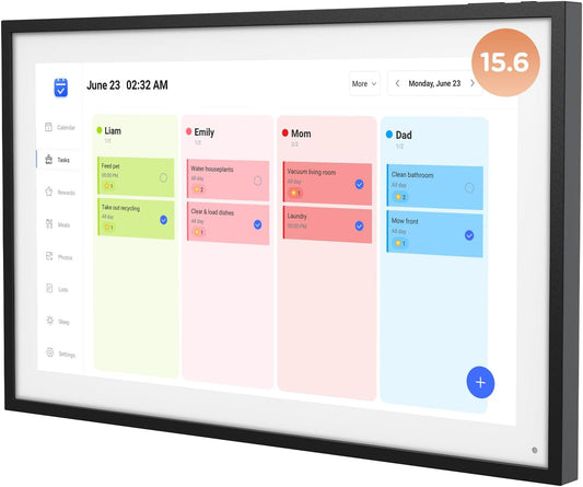 15.6 Inch Digital Calendar, Wall Electronic Desk Calendar, Full HD 1920 * 1080P IPS Touchscreen Interactive Display for Family Meal Planner Support - Streamline Household Organization