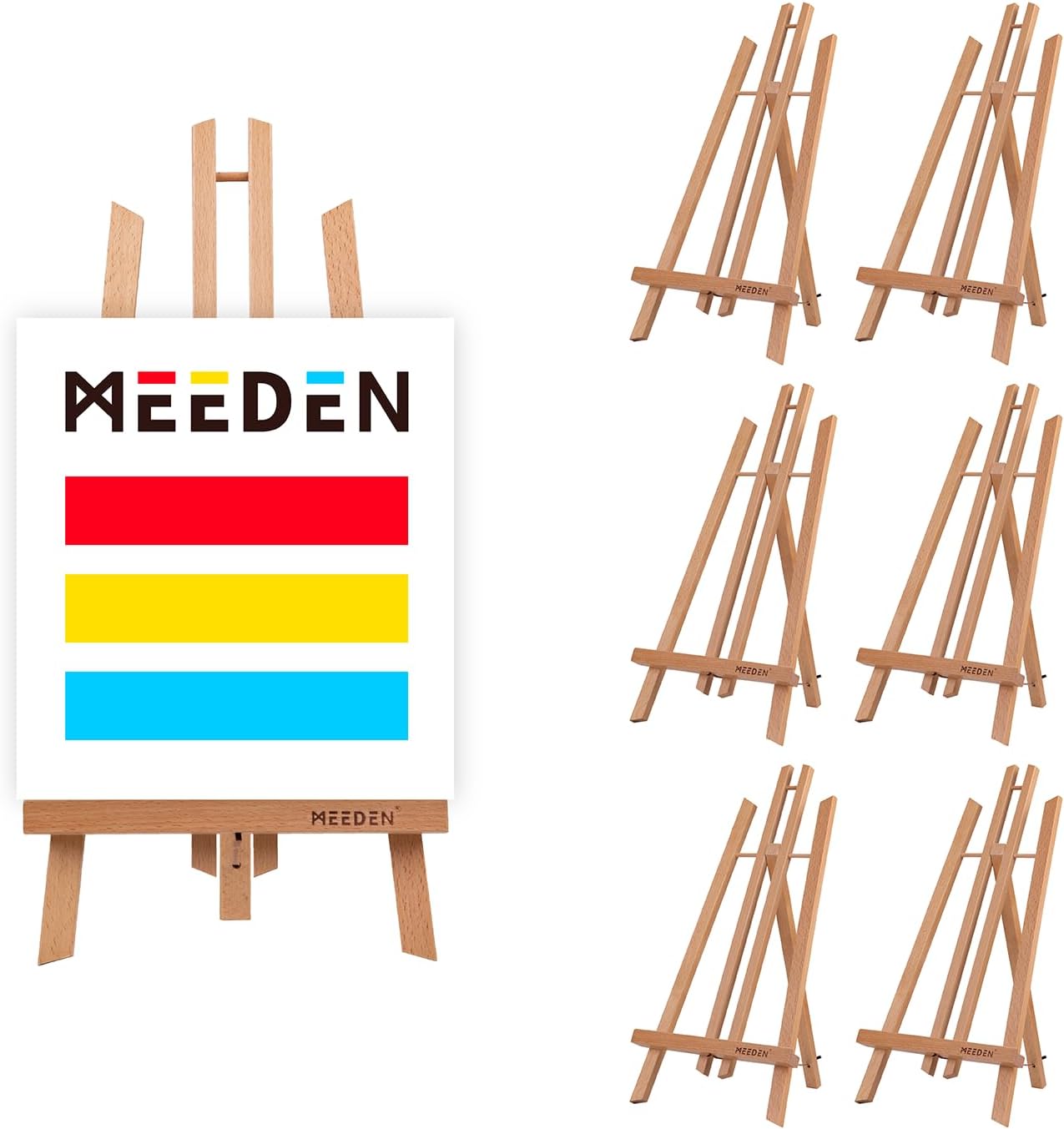 MEEDEN 6 Pack 20 Inch Art Beech Wooden Tabletop Easel for Sign Painting - Small Canvas Stand for Kids Adults