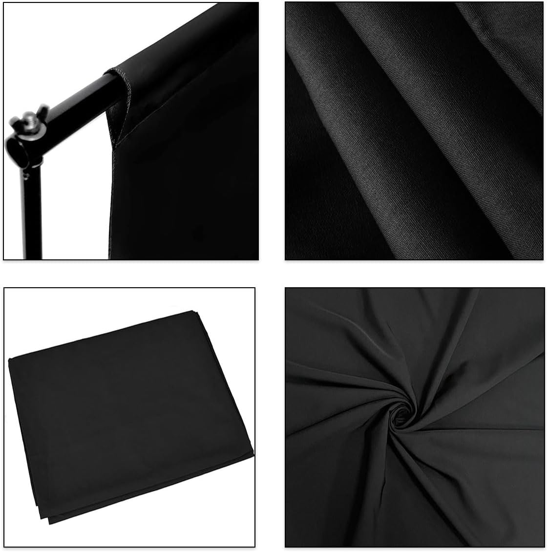 Black Backdrop Background Fabric Backdrop for Shoot Portraits Party Video Studio 8X10ft