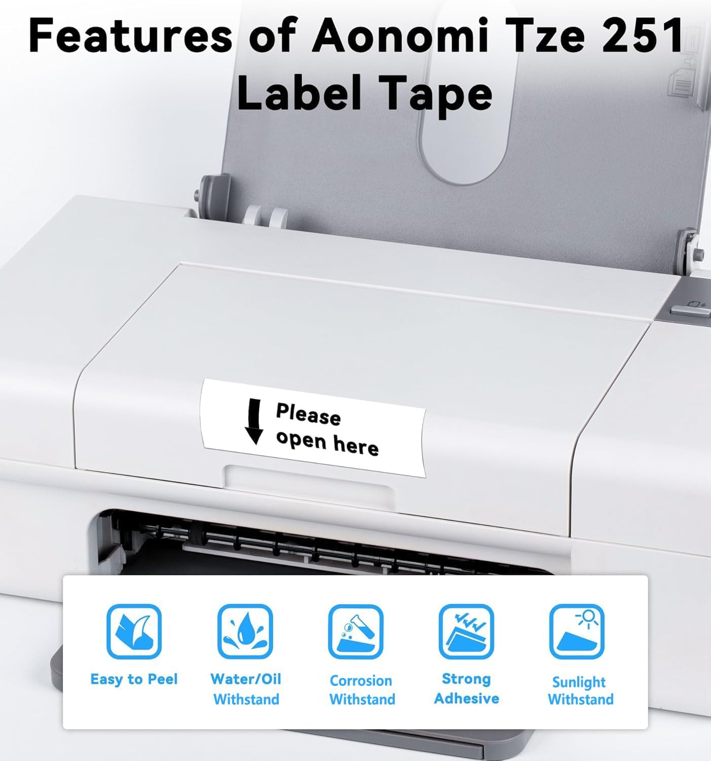 TZe-251 24mm .94 Laminated White Tape Compatible for Brother PT-P610BT Label Maker, TZe251 TZ-251 24mm 1 Inch for Brother P-Touch PTD600 PT-D710BT PT-P750W PT-P700 PT-E560 Label Maker,5-Pack