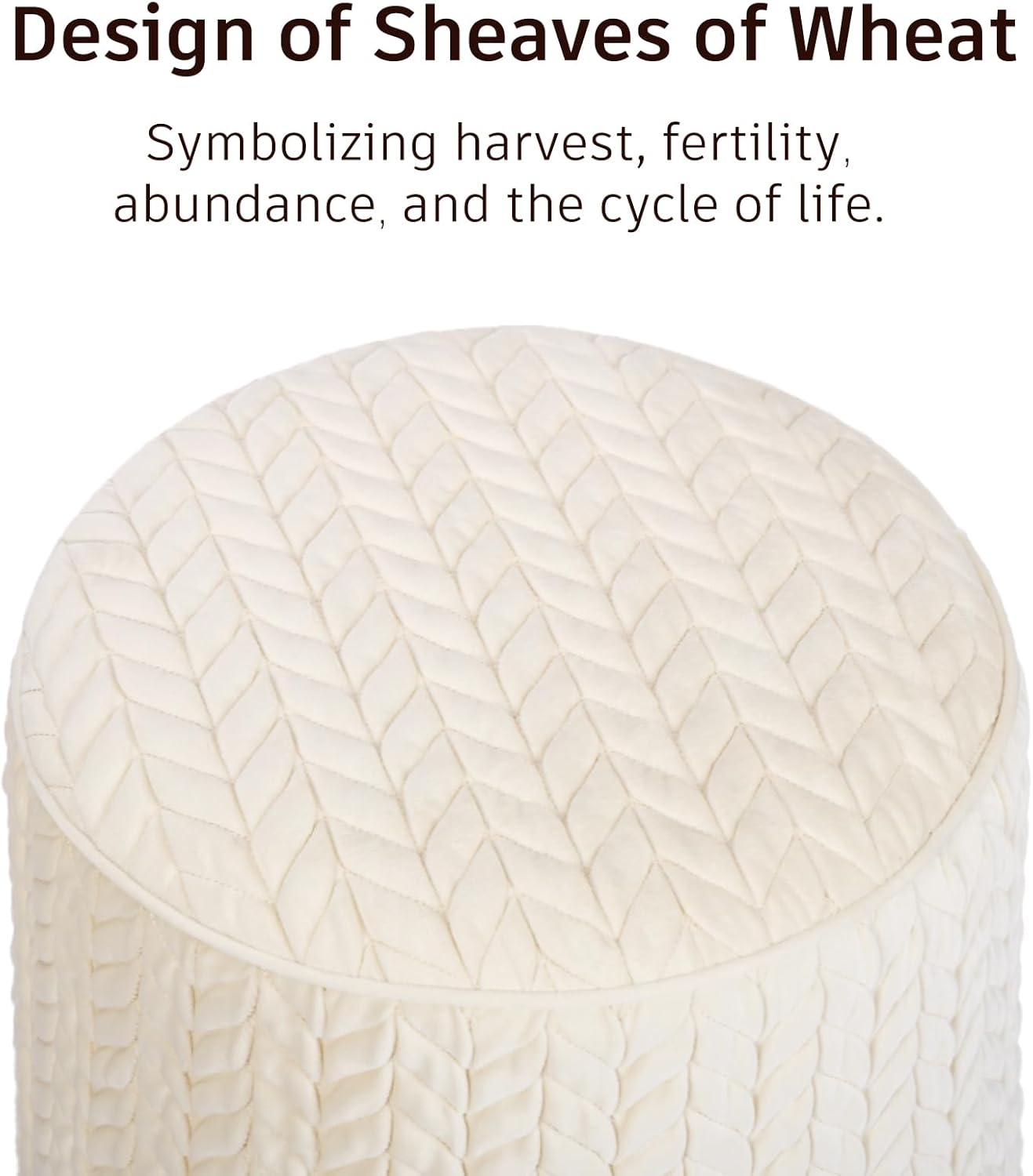 Modern Round Ottoman 2Pcs, Braided-Tufted Foot Stool Ottoman, Velvet Upholstered Vanity Stool for Makeup, Bedroom, Living Room, White