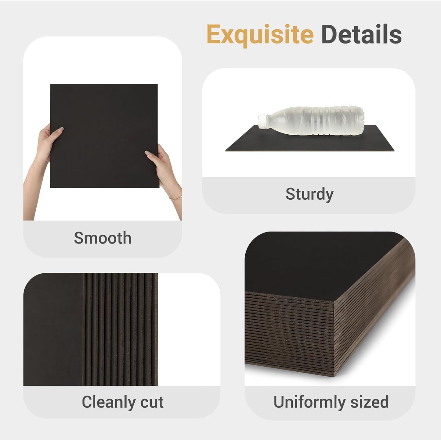 25 Pcs Book Board, Binder Board, Cover Board, Heavy Duty Chipboard for Book Binding, DIY Cardboard (Black, 5 x 7 Inch 80PT)