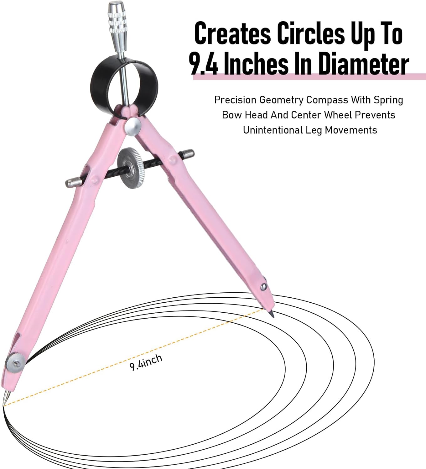 EBOOT Student Geometry Math Set, Drawing Compass and 6 Inch Clear Swing Arm Protractors 180 Degree Math Protractor(Pink and Pink)