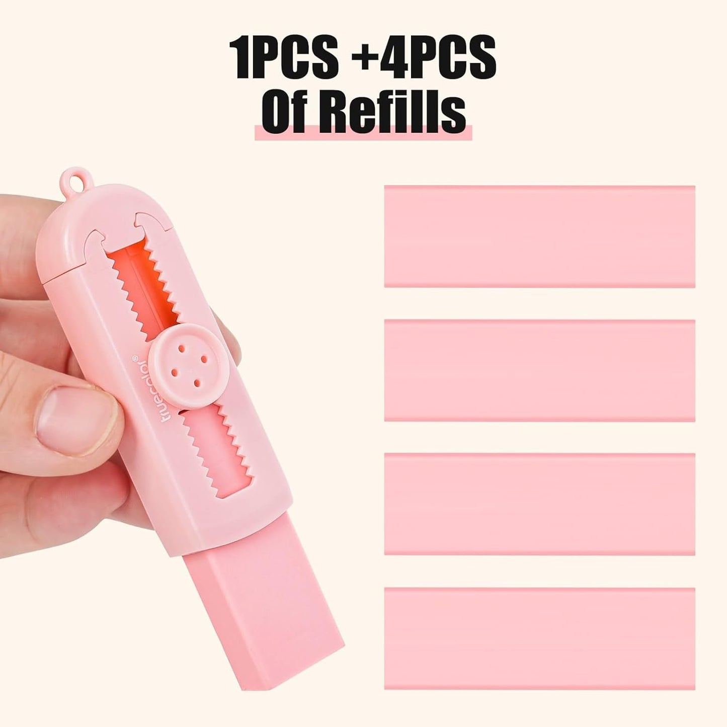 Pencil Erasers,Retractable Erasers for Pencils - 4+1 Pack Rubber Erasers (Pink)