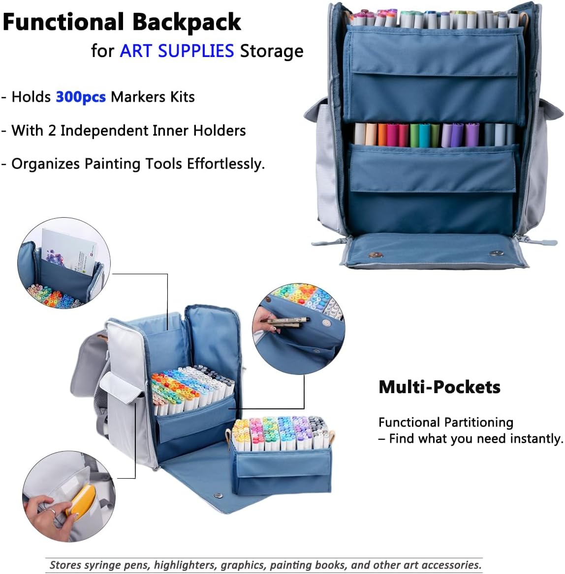 Togood Ultra-Large Storage Marker Pens Backpack, Shoulder Bag for Pens. Up to 300pcs pens