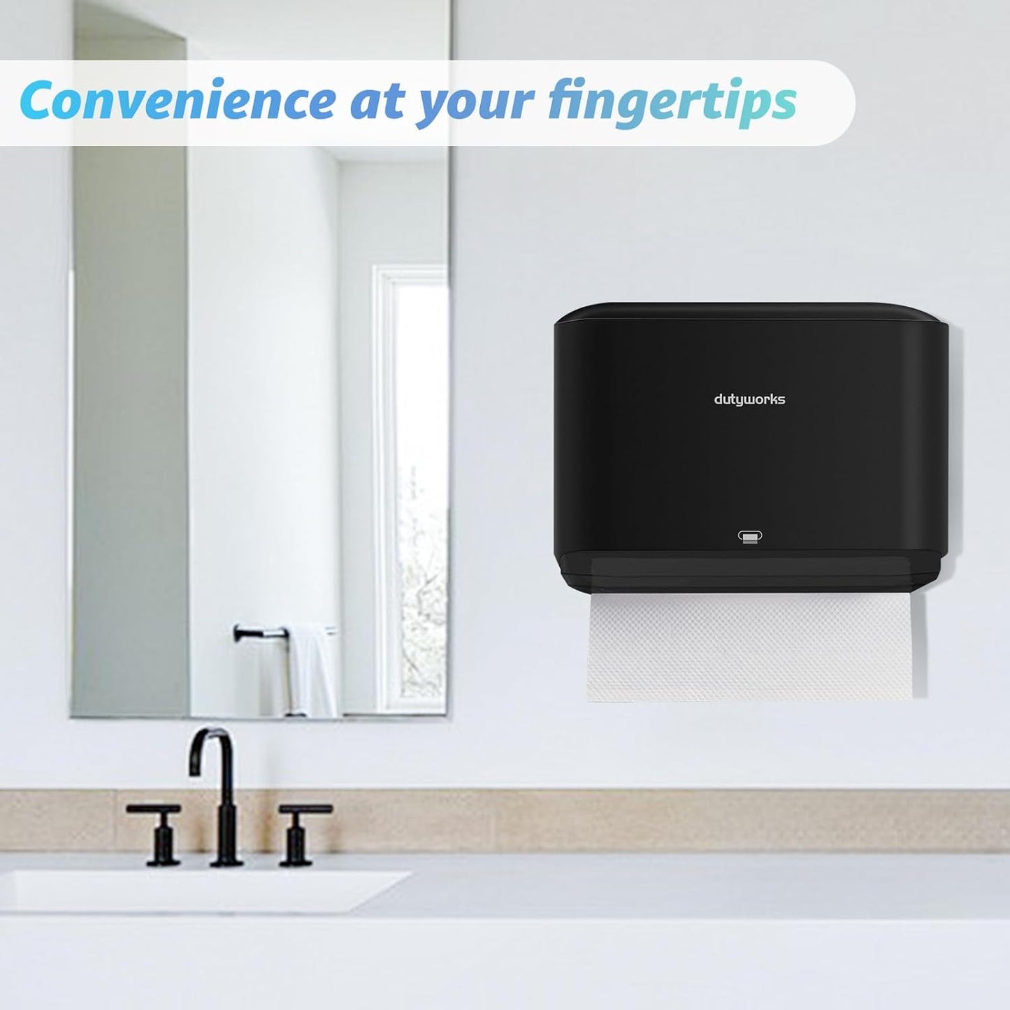 Paper Towel Dispenser Wall Mount, Multifold Paper Towel Holder Adhesive Hand Towel Dispenser for Bathroom Kitchen Commercial, Black