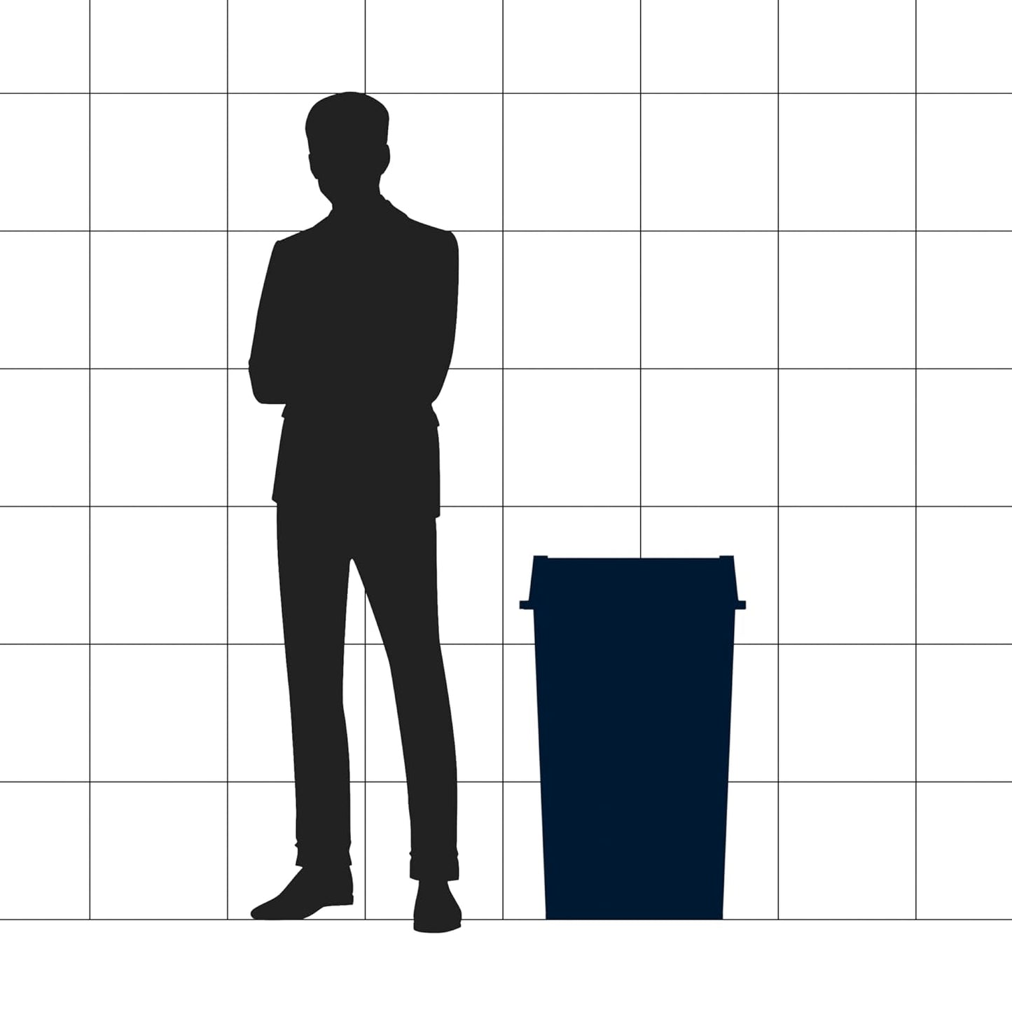 35 Gallon Grey Square Commercial Trash Can with Lid