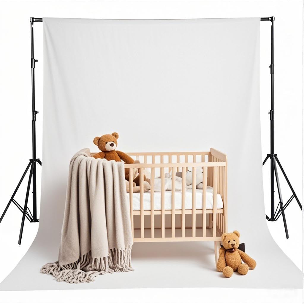 5X7ft Photo Backdrop White Backdrop for Photoshoot, Non-Reflective Soft White Backdrop for Home Studio, Baby Photography, YouTube Content & Live Streaming（only 1x Background）