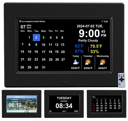 7 inch Digital Network Intelligent Weather Clock with Temperature and Humidity Weather Forecast 8 Group Alarm Clock