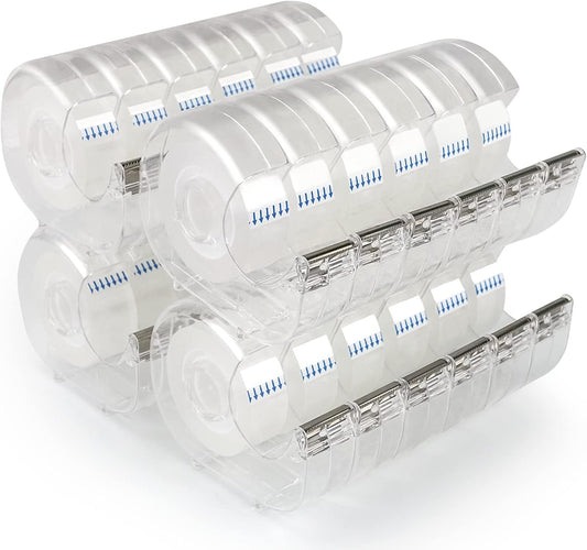 24 Pcs Transparent Tape with Dispenser, 0.7 in x 1000 in Clear Tapes and Refillable Dispensers, Office Tape Rolls with Dispenser Bulk for Craft Jobs, Gift Wrapping, Repairing, Home and School