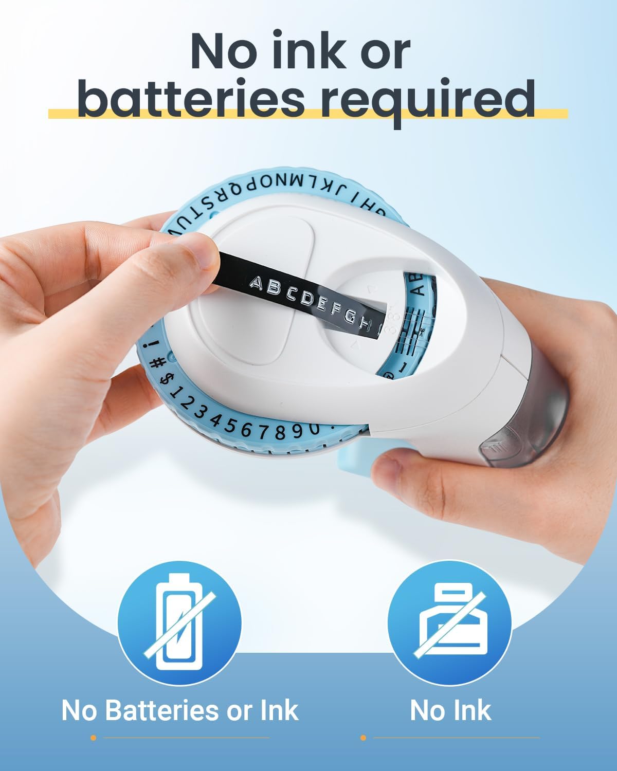 Label KINGDOM Embossed Label Maker, Omega S Blue Embossing Label Maker with 10pk Embossing Label Tape, Retro Labeler Old School Label Printer for Home Office School DIY