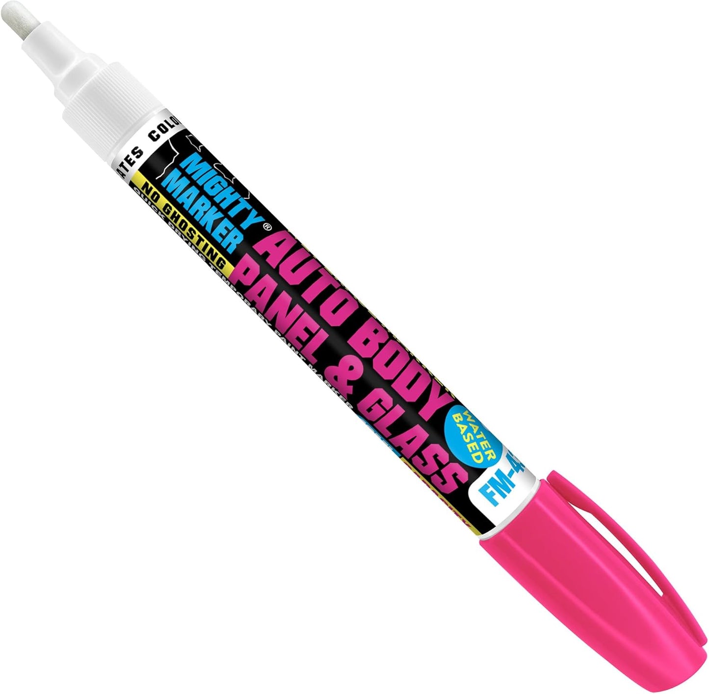 FM-43 Auto Body and Glass Paint Marker, No-Ghost, Highly Water-Resistant, 2.3mm Bullet Tip, Valve Action, 6 Bonus Reversible Tips, Made in USA - Pink 6 Pack