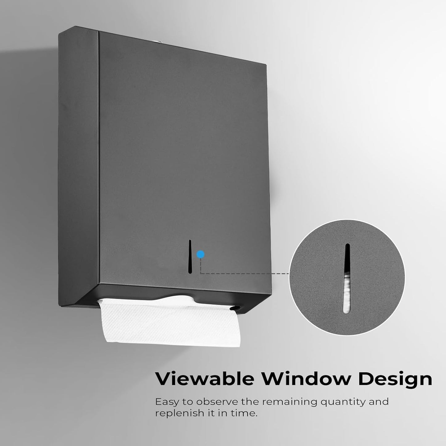 Paper Towel Dispenser Wall Mount - Multifold Trifold Paper Towel Dispensers, Large Capacity Stainless Steel Tissue Holder, Suitable for Bathrooms and Public Places Black