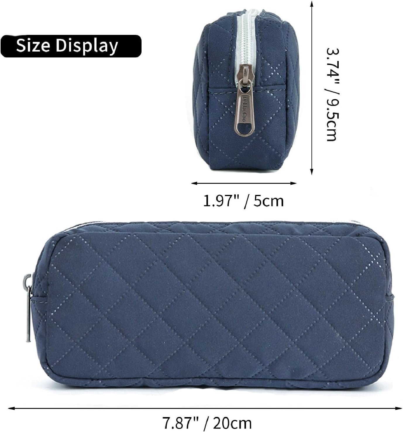 Della Gao Small Pencil Case Large Capacity Pencil Pouch Marker Pen Bag Coin Pouch Office Stationery Organizer (Dark Blue)