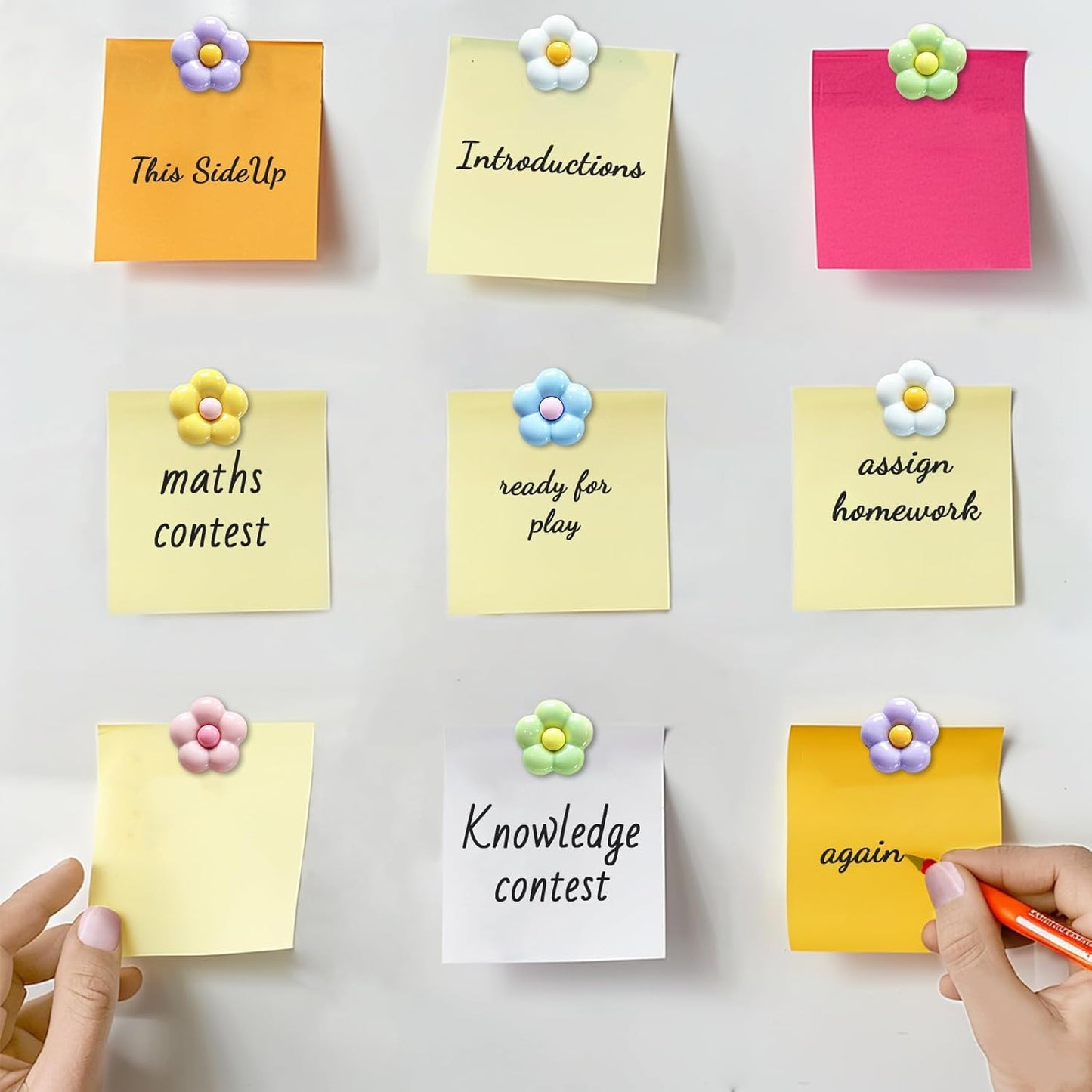 Qualsen Fridge Magnets Cute – 12 PCS Colorful Flower Magnet for Girls, Small Strong Decorative Magnets for Locker, Whiteboard, Refrigerator, Home (8 Colors)