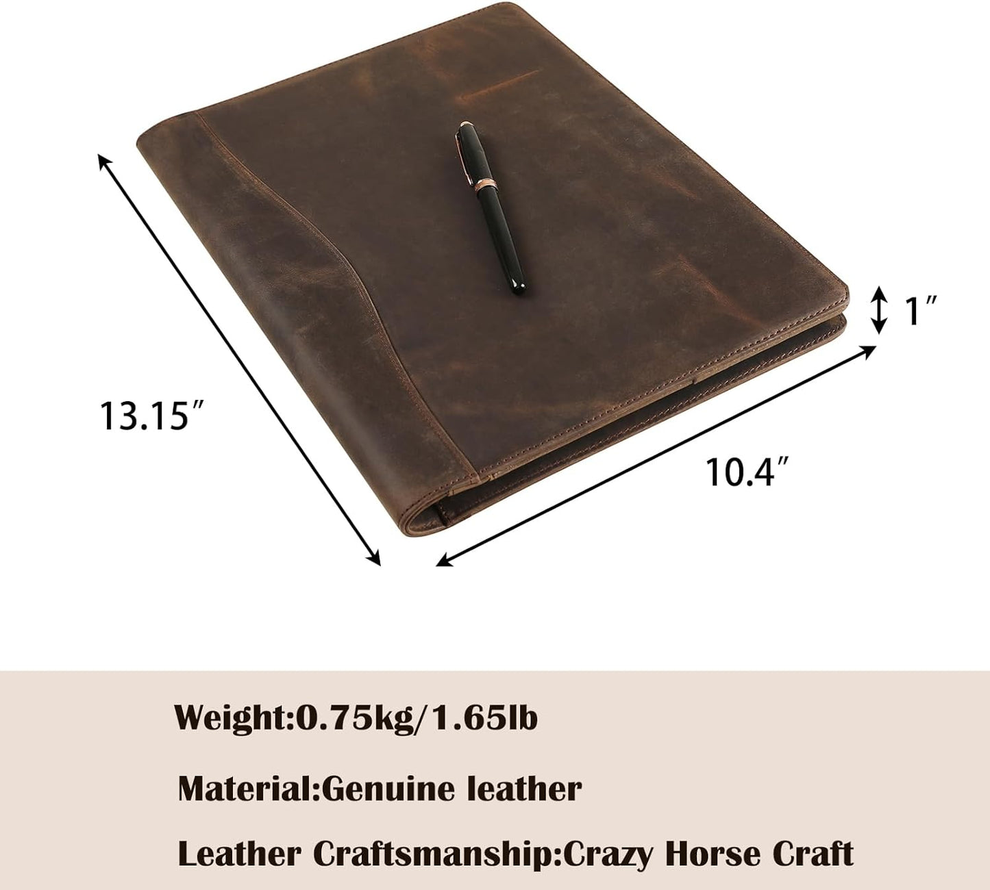 Genuine Leather Padfolio,Free Engraved Name, Personalized Leather Portfolio, A4 Document Folder Legal Pad Padfolio, Resume Folio for Men & Women
