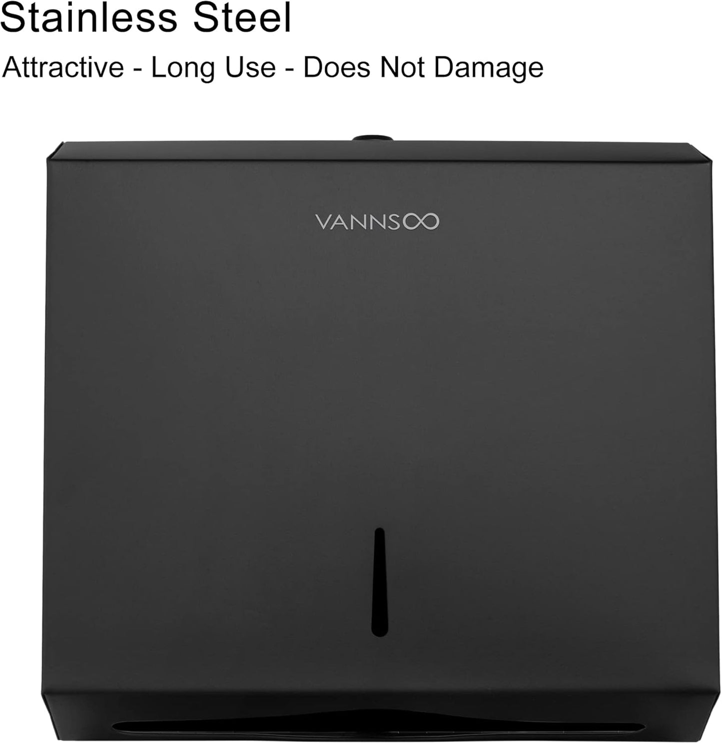 Commercial Paper Towel Dispenser Wall Mount, Tri-fold/Multi-fold/C-Fold Stainless Steel Paper Towel Holder Hand Towel Dispenser with Key (Black)