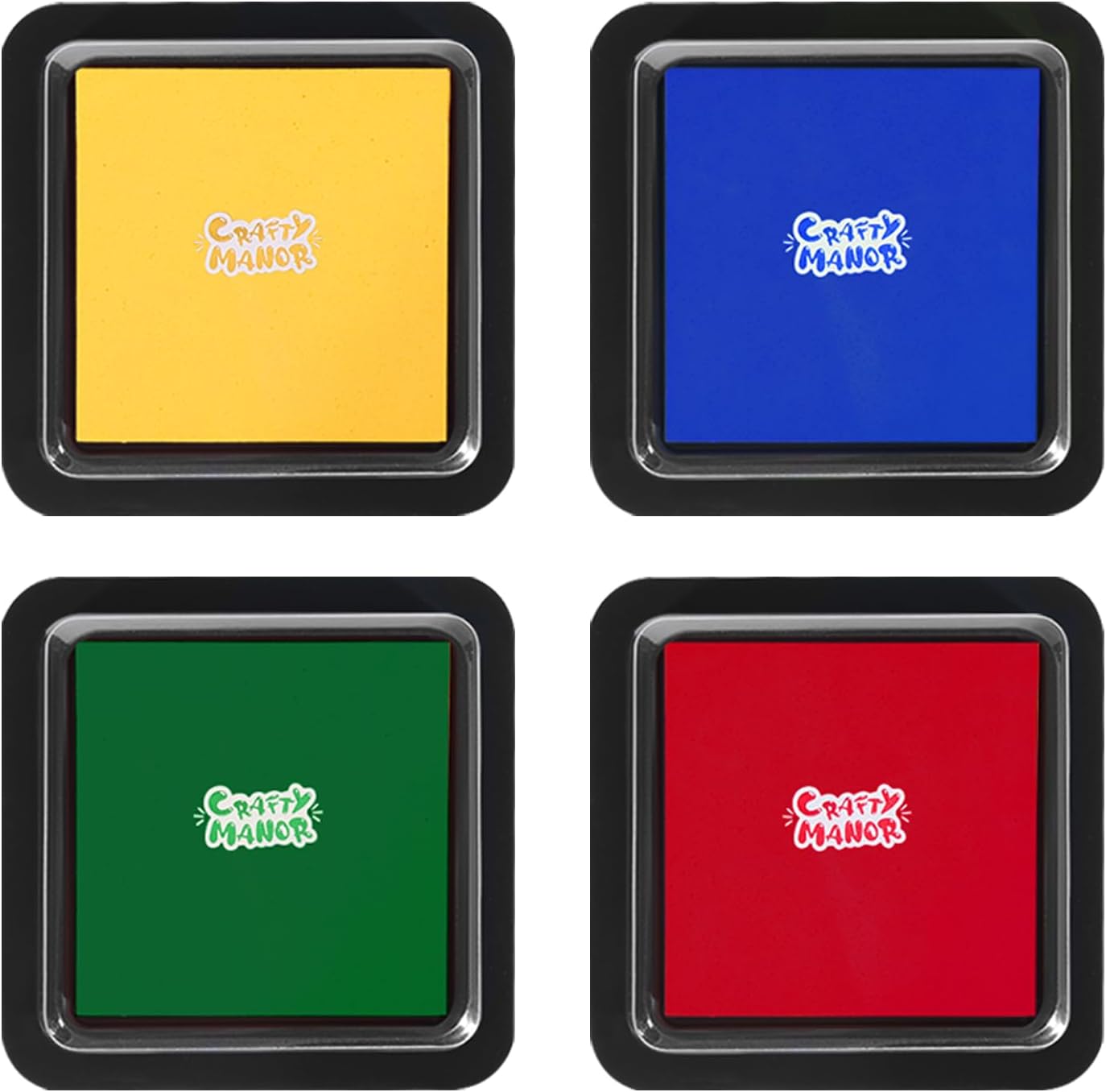 CraftyManor 4 Colors Washable Stamp Pad for Kids Finger Paint, Latex Foam Fingerprint Inkpad, Water Base Ink Stamps Pads for Kid Classroom, Clothing, Letter (4 Colors-02)