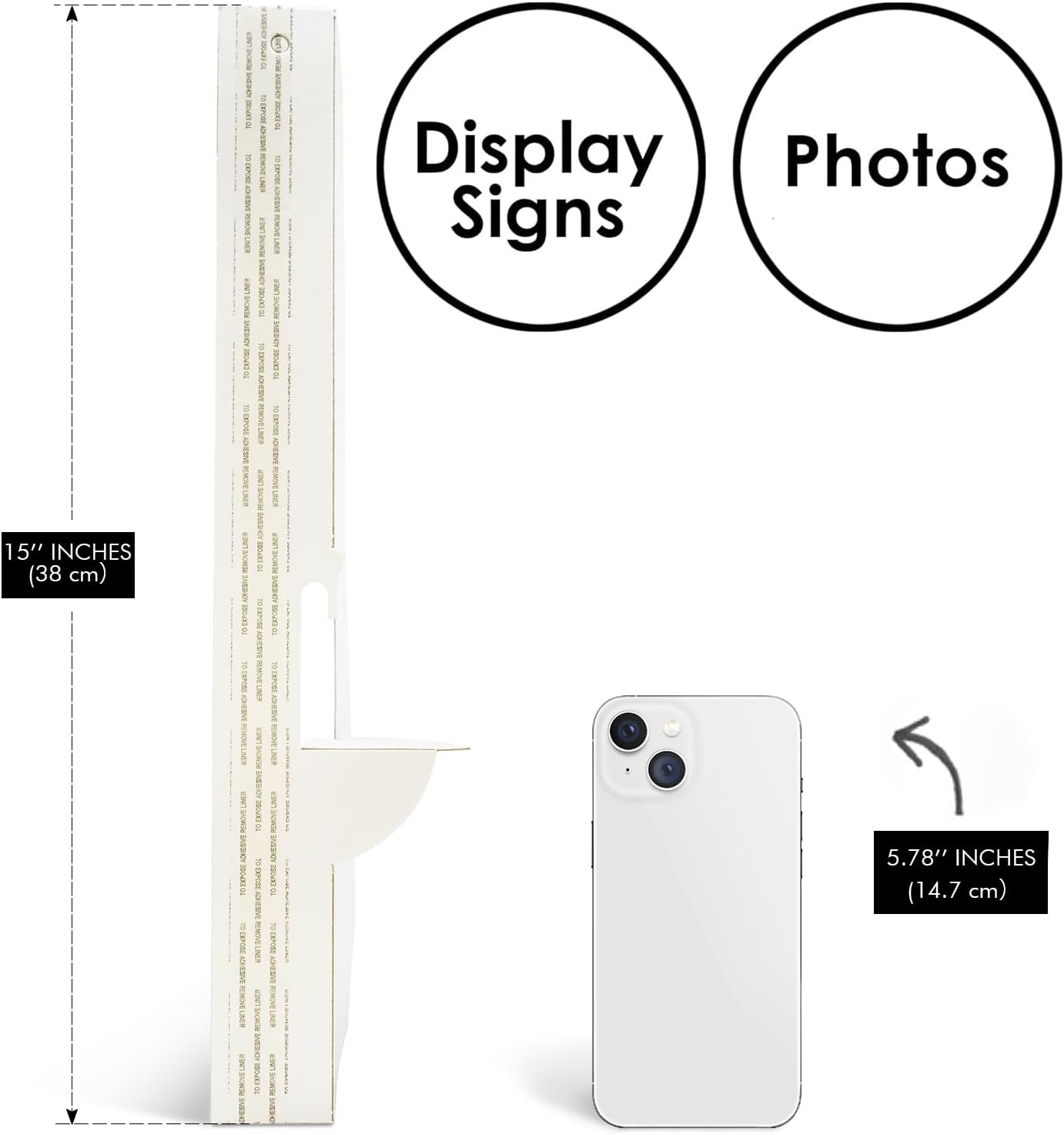 Golden State Art, 15 Inch Self Stick Easel Back, Cardboard Stand, Single Wing, Archival Quality, Display Posters Pictures Brochures, Easy and Fast Application (Pack of 50) White, Made in USA