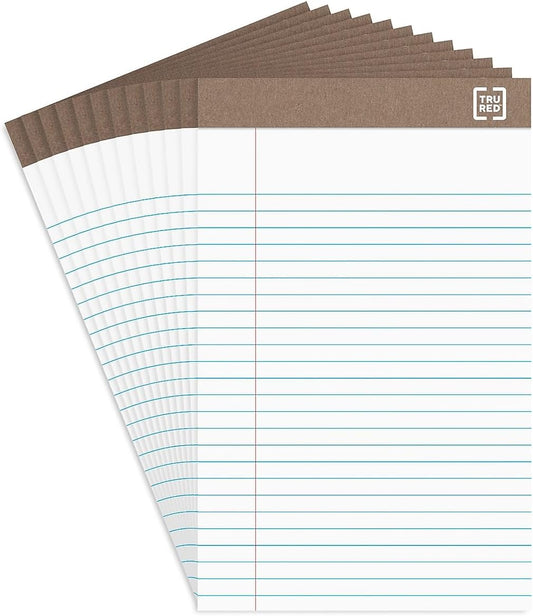 STAPLES 491461 Notepads 5-Inch x 8-Inch Narrow White 50 Sheets/Pad 12 Pads/PK (18592STP)