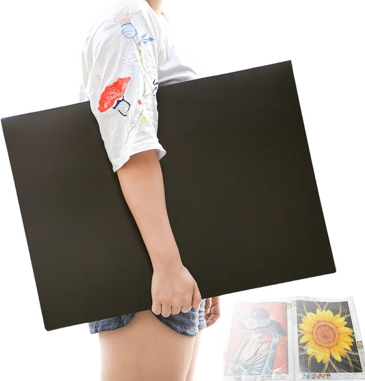 MOTEERLLU A2 Storage Book Suitable for 22x15 inches Diamond Paintings,Diamond Art Kit Storage Container with 30 Pocket Sleeves,Portfolio Folder for Artwork (Black)