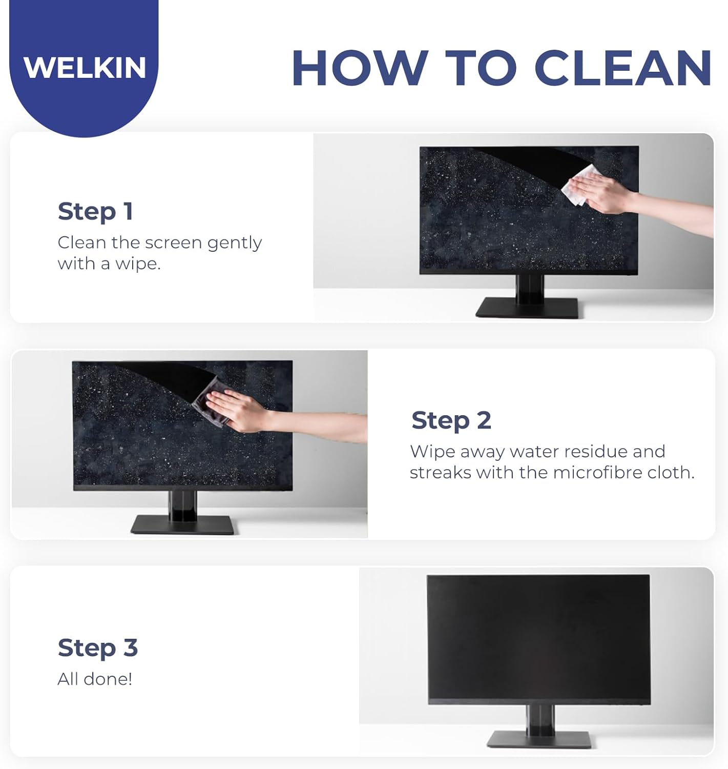 WELKIN 80 Electronics Cleaning Wipes - Non Toxic Screen Cleaner, Streak Free Touchscreen Cleaning for All Phones, Laptop, Computer, TV and Car，1 X Microfiber Cloth Included