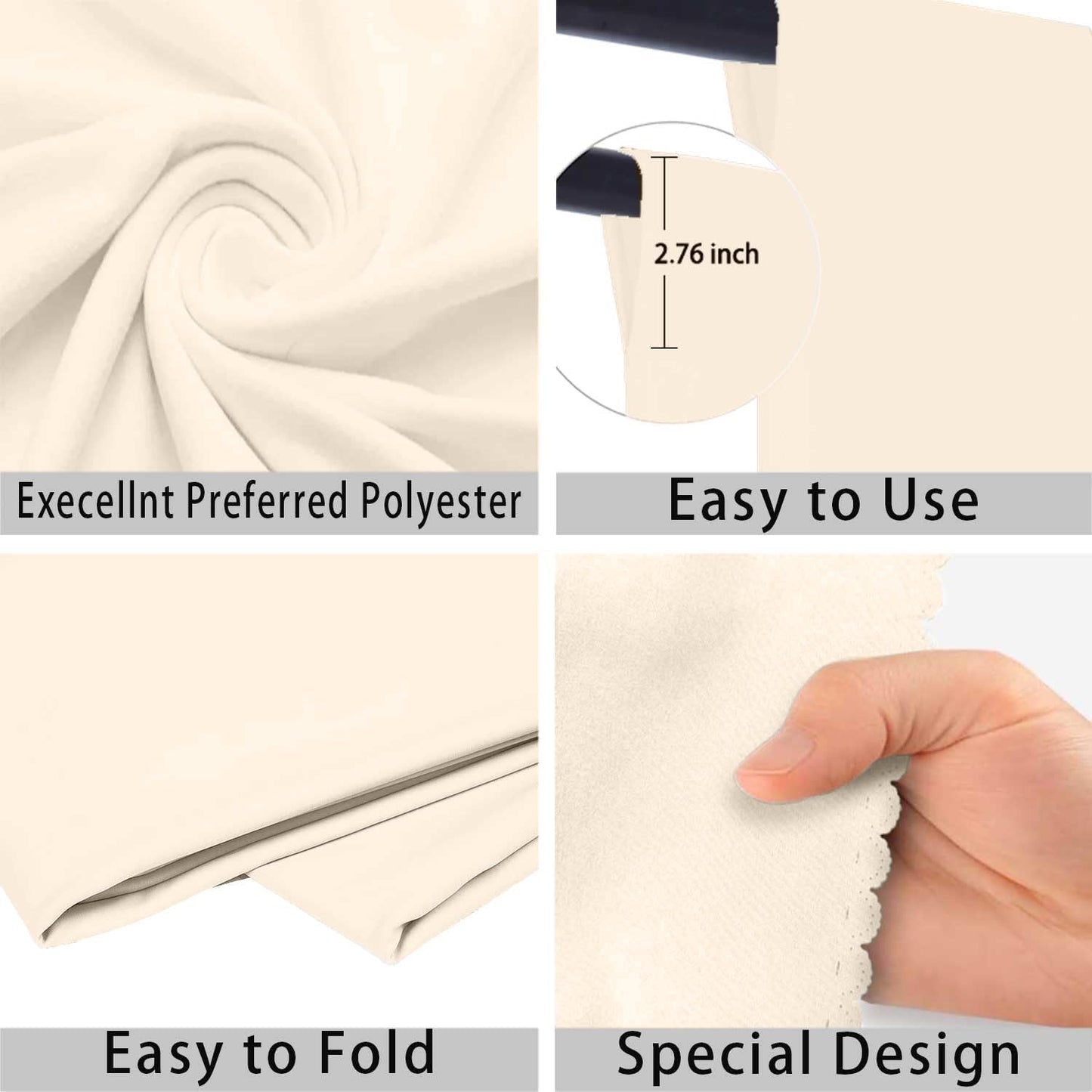 Cream Photo Backdrop for Photoshoot Cream Background for Photography Photo Backdrop Curtain for Party 8 x 10 FT