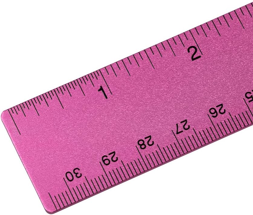 JAM PAPER Strong Aluminum Ruler - 12 Inch - Metal Ruler with Non-Skid Cork Backing - Fuchsia Metallic - Sold Individually