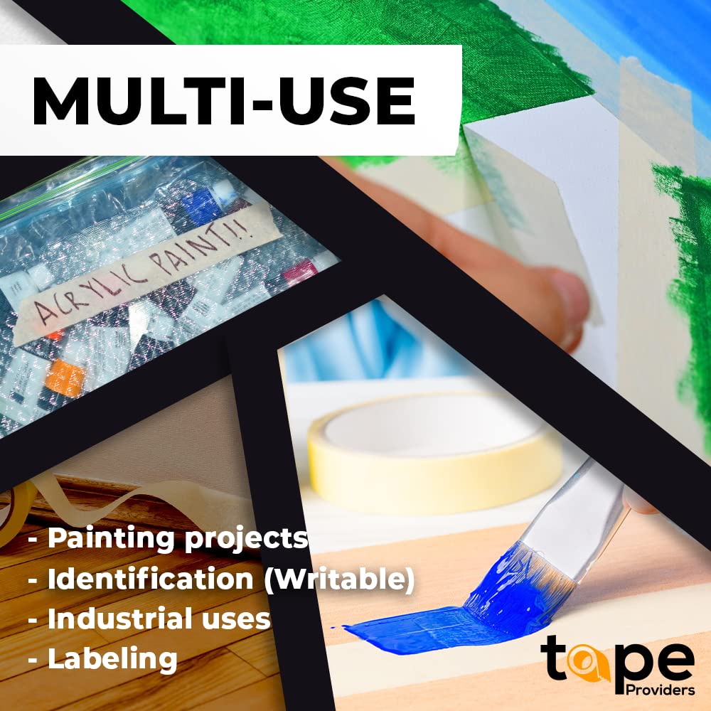 WOD MT5 Utility Grade Masking Tape, 3 inch x 60 yds. (Pack of 12) for Home or Office air-Dry Painting, Labeling, & Packing. Leaves no Residue