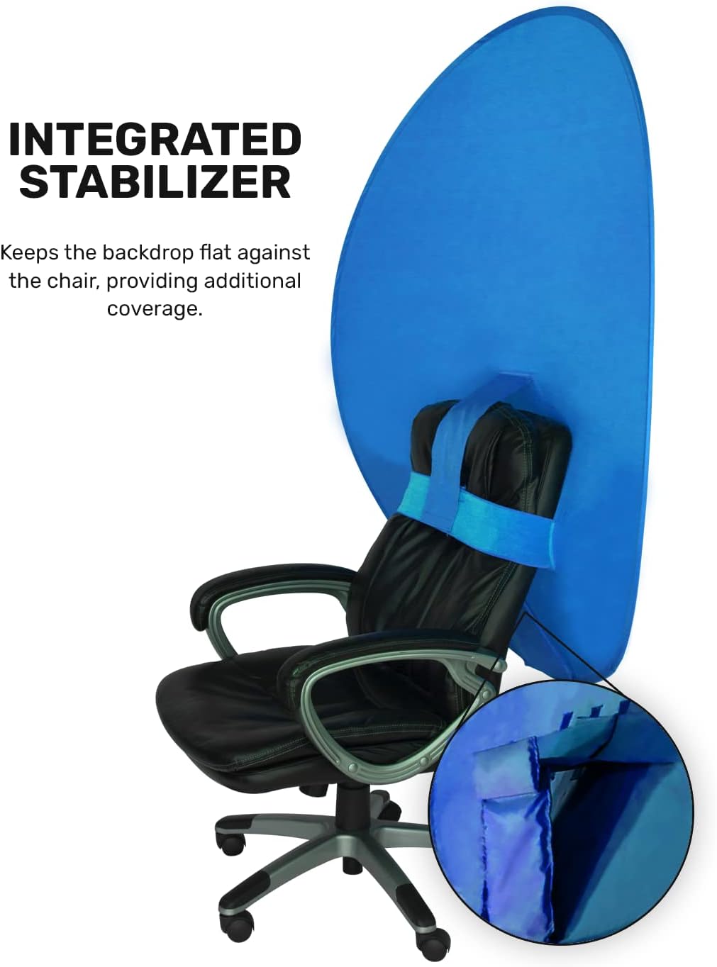 Webaround Big Shot 56" | Blue | Portable Collapsible Webcam Backdrop | Attaches to Any Chair | Wrinkle-Resistant Fabric | Ultra-Quick Setup and Takedown | Perfect for Zoom, Webex, Teams, etc.