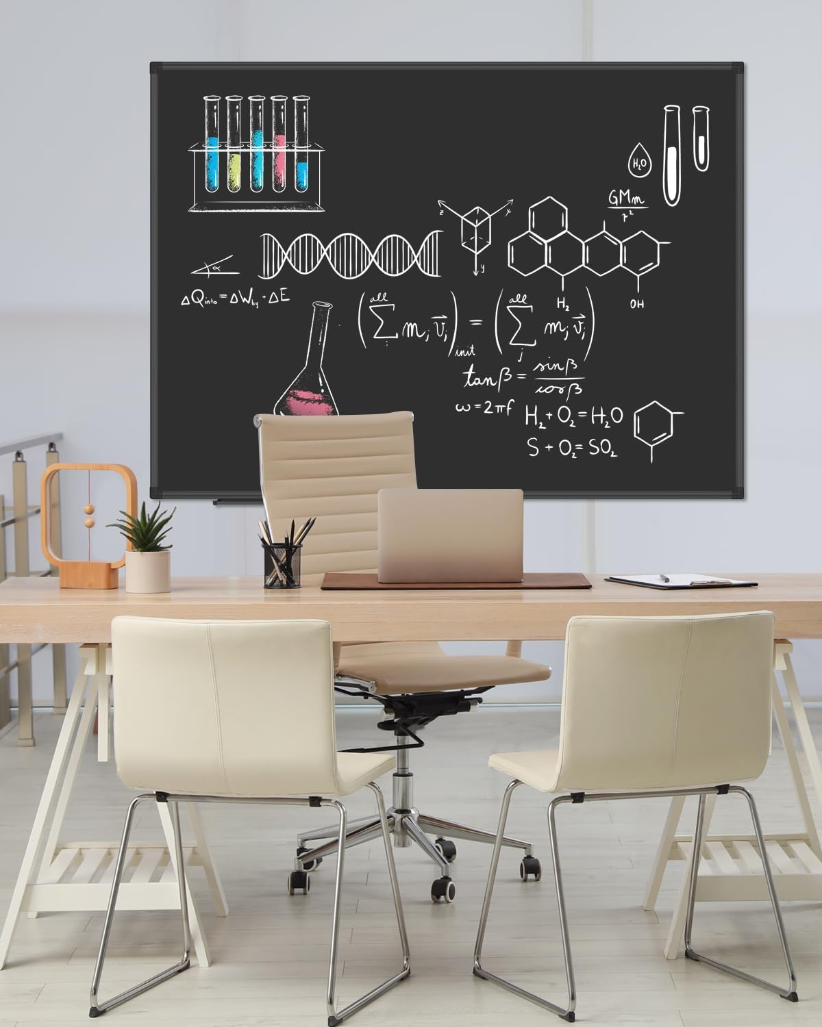 XBoard Magnetic Chalkboard Blackboard 48 x 36, Chalk Board/Black Board with 2 Magnets, Black Aluminium Frame