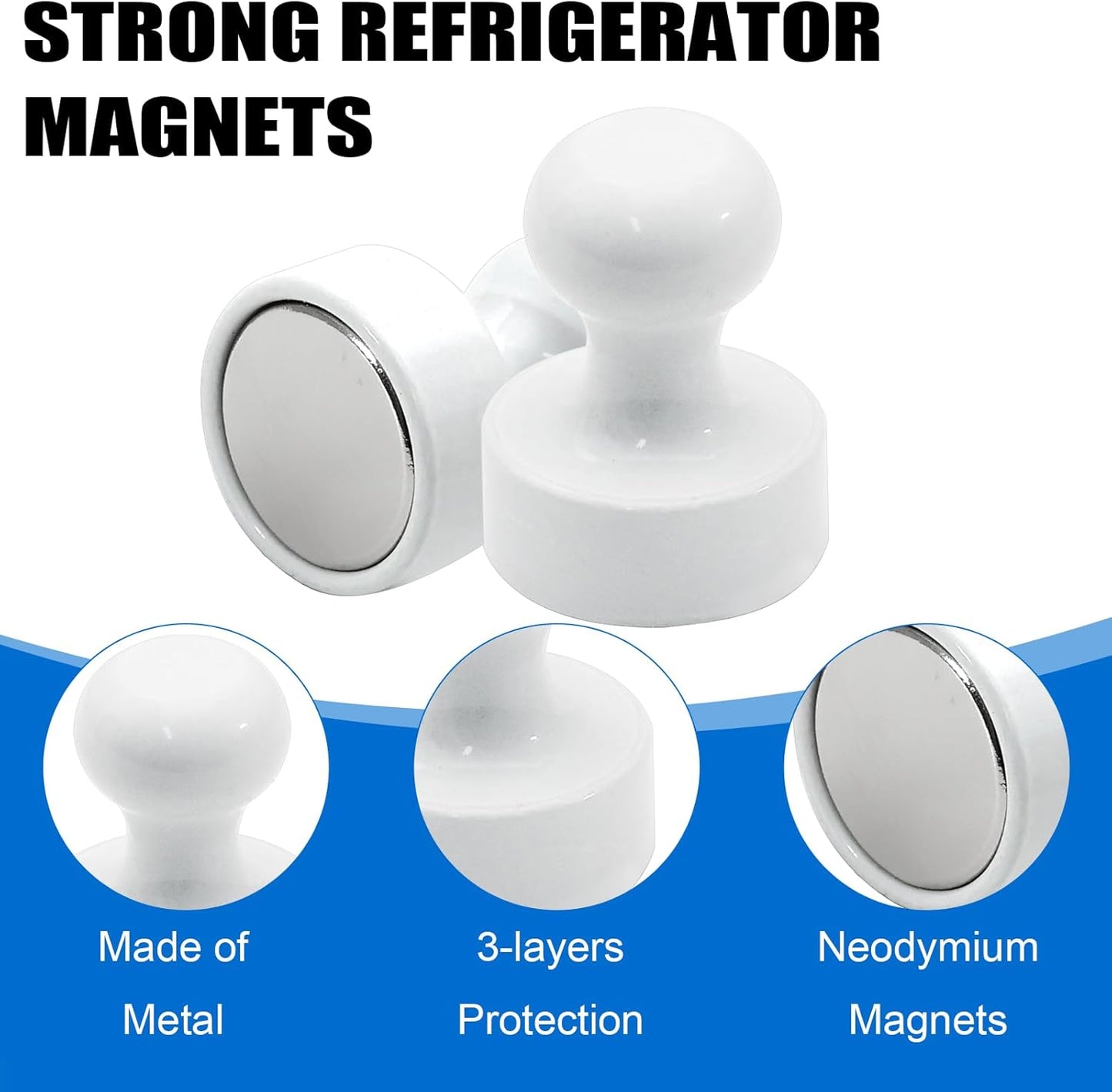 LOVIMAG 20 PCS Refrigerator Magnets, White Fridge Magnets Strong Magnet for Whiteboard, Small Neodymium Magnet Ideal for Push Pin, Office, Classroom, Map