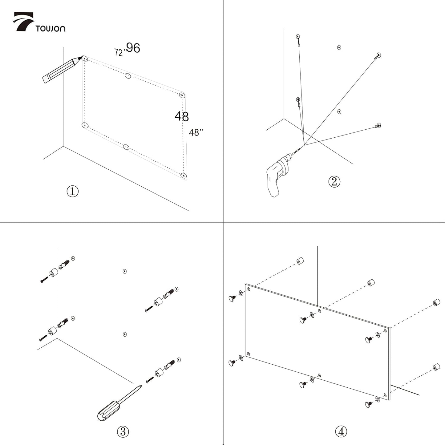 TOWON 6 x 4ft Glass Whiteboard Wall – Magnetic White Dry Erase Board (72 x 48 inches) with Multi-Color Markers, Strong Magnets, Pen Tray & Eraser – Frameless Design for Office, Home & Classroom