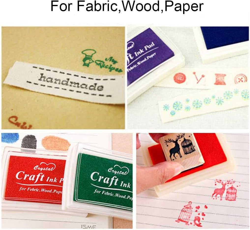 6 Pcs Craft Ink Pad, Washable Ink Pads for Kids Multicolor Ink Pads for Rubber Stamps, Paper, Scrapbooking, Wood Fabric, 6 Unique Darken Colors