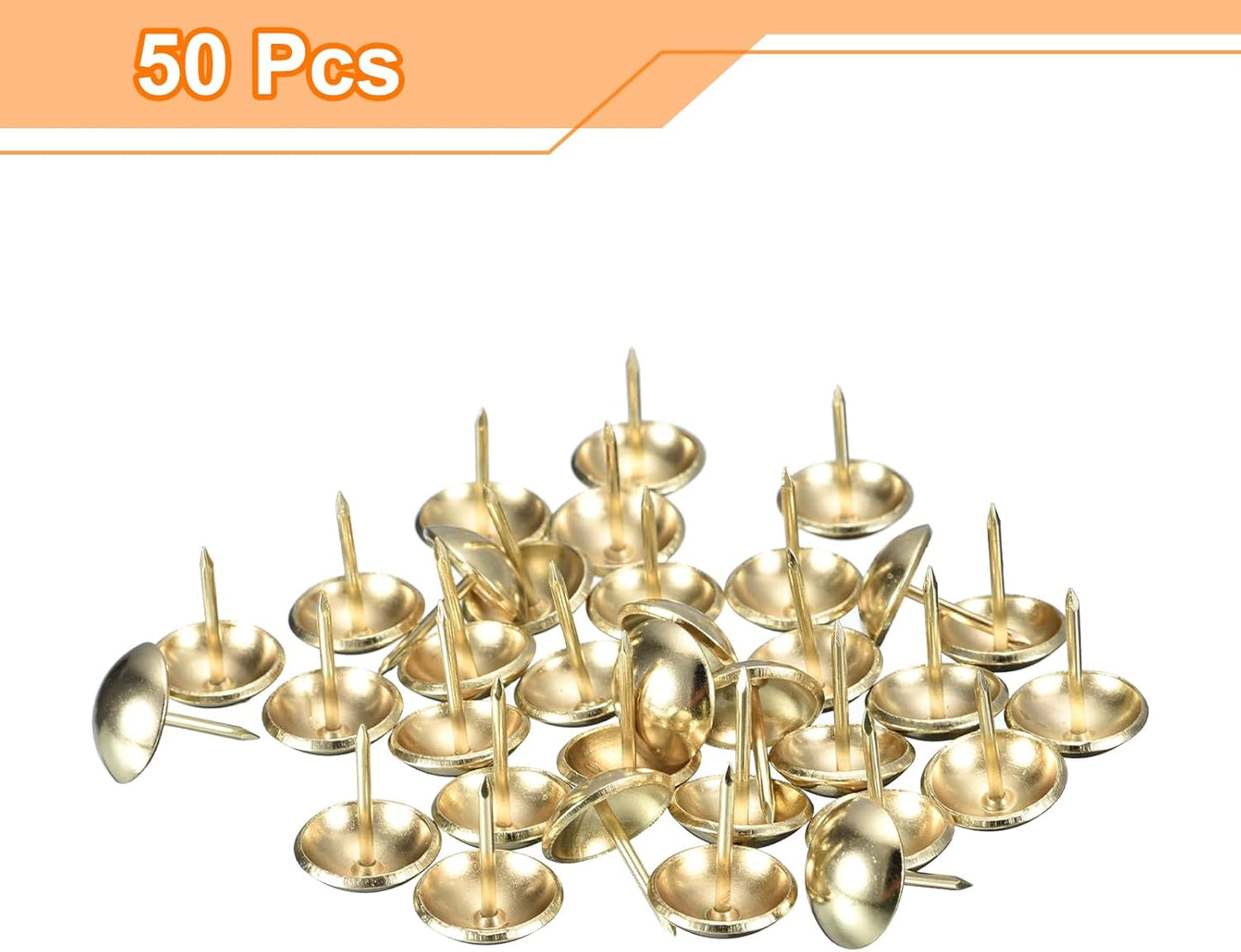 uxcell Upholstery Tack Nail Pins Furniture, 100Pcs 16x20mm Thumb Tack Pins Assortment Kit Carbon Steel for Home Sofa DIY Decorative Nail Heads Nails, Gold